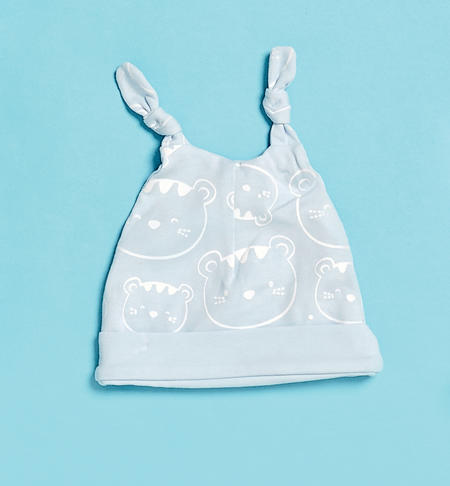 Cappellino modello cuffia con nodo per neonato da 0 a 24 mesi iDO CIELO-BIANCO-6UX3