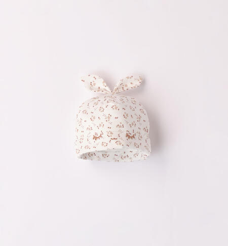Baby girl hat with hearts CREAM