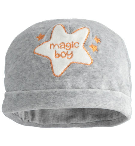 Chenille newborn baby hat from 0 months to 18 months iDO GRIGIO MELANGE-8992