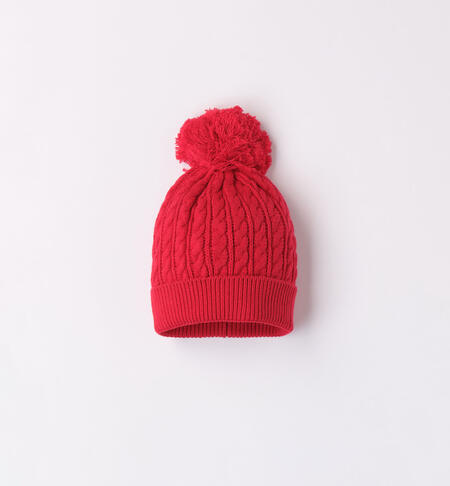 iDO hat with pompom for boys aged 9 months to 8 years ROSSO-2253