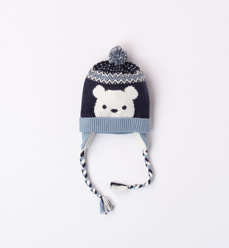 Baby hat with teddy bear LIGHT BLUE