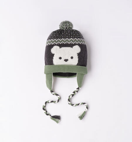 iDO boys' teddy bear hat for age 1 to 24 months VERDE SALVIA-4921