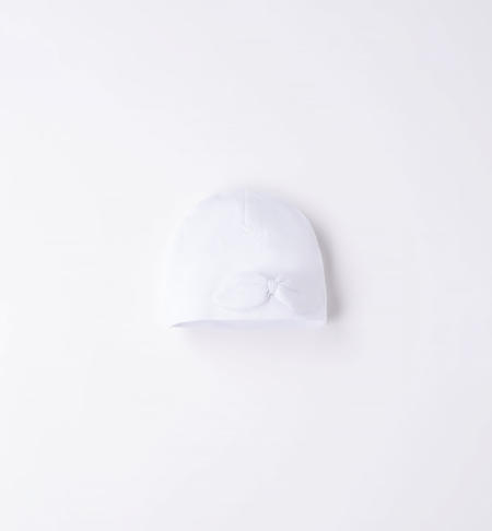 Cappello cuffia neonata con fiocco BIANCO
