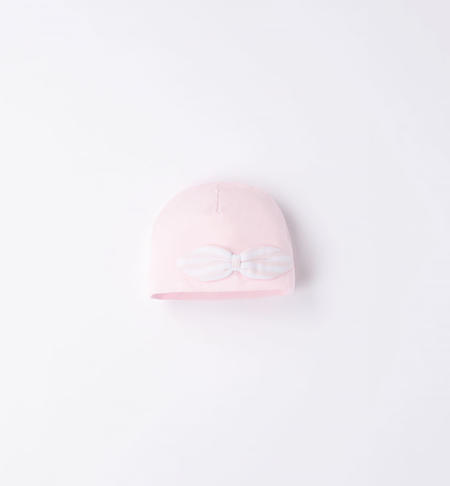 Cappello cuffia neonata con fiocco da 0 a 24 mesi iDO ROSA-2512