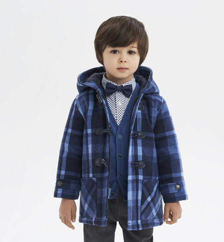 iDO checked coat for boys from 9 months to 8 years NAVY-3885