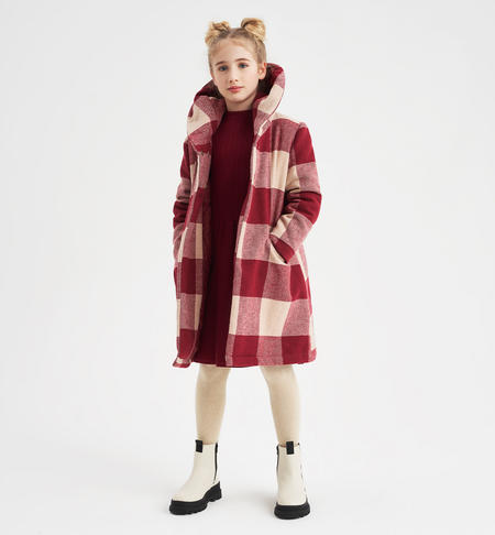 Check patterned girl coat  from 8 to 16 years by iDO BORDEAUX-2537