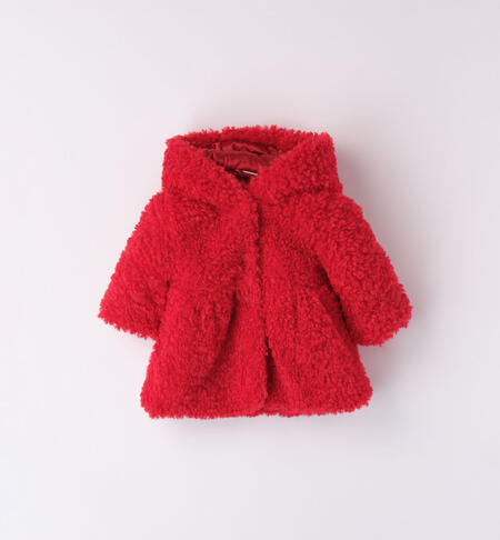 iDO teddy coat for baby girls from 1 to 24 months ROSSO-2253