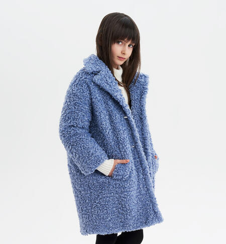 Cappotto teddy ragazza BLU