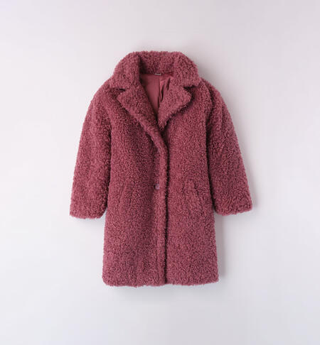 iDO bouclè coat for girls aged 8 to 16 years MAUVE-3023