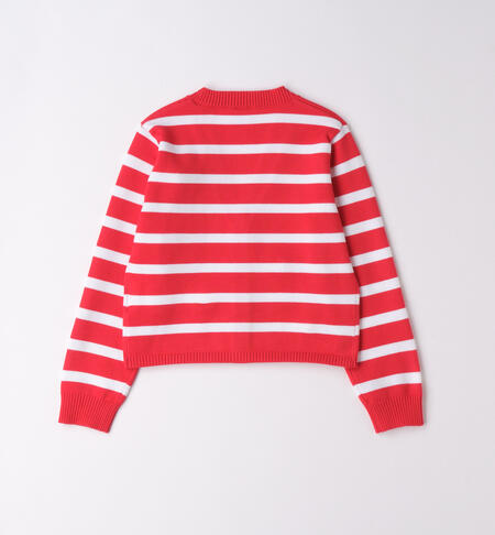 Cardigan a righe bambina ROSSO-2256
