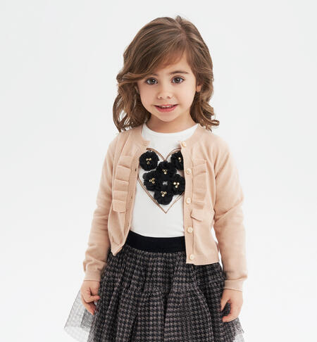 Cardigan bambina con ruches da 9 mesi a 8 anni iDO BEIGE-0916