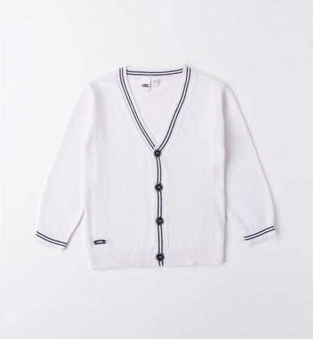 Boy's 100% cotton cardigan WHITE