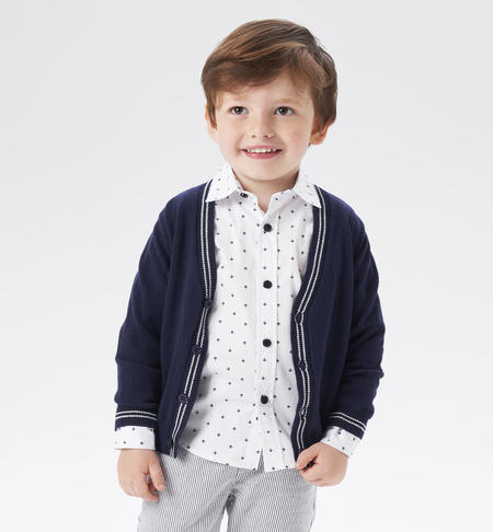 iDO 100% cotton cardigan for boys from 9 months to 8 years NAVY-3854