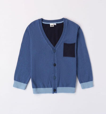 Boys' cardigan with patches BLUE