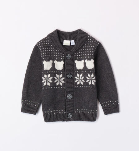 Cardigan bimbo con ricami a intarsio GRIGIO