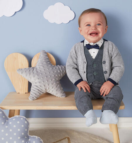 iDO tricot cardigan for boys from 1 to 24 months GRIGIO MELANGE-8992