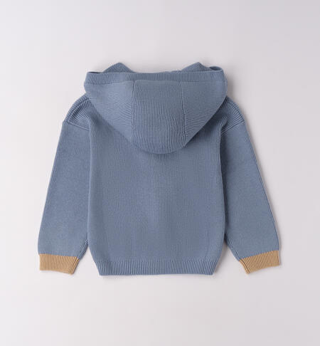 Cardigan con cappuccio AZZURRO-3893
