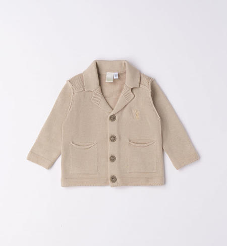 iDO 100% cotton cardigan for baby boy from 1 to 24 months BEIGE-0451