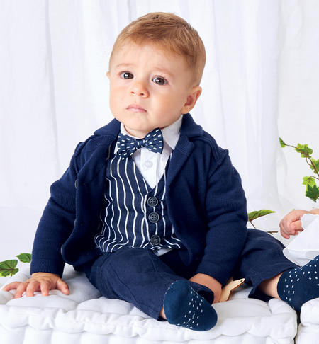 iDO 100% cotton cardigan for baby boy from 1 to 24 months NAVY-3854