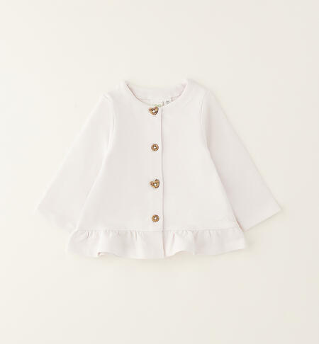 Cardigan per neonata con ruchese BIANCO