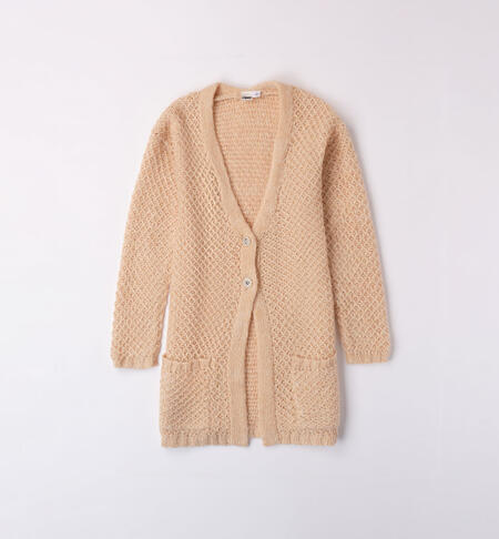 iDO knitted cardigan for girls from 8 to 16 years BEIGE-0916