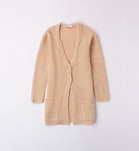 Cardigan per ragazza in tricot da 8 a 16 anni iDO BEIGE-0916