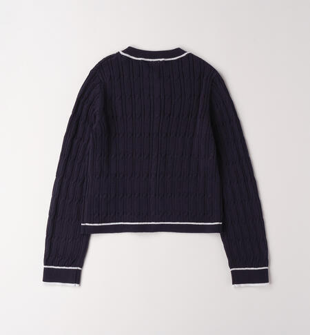 Cardigan ragazza 100% cotone NAVY-3885