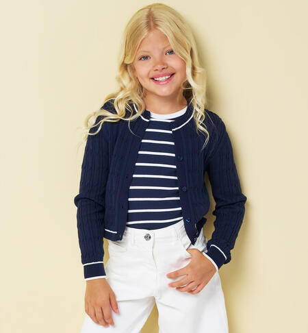 Cardigan ragazza 100% cotone BLU