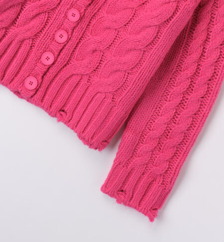 iDO knitted cardigan for girls from 8 to 16 years FUXIA-2443