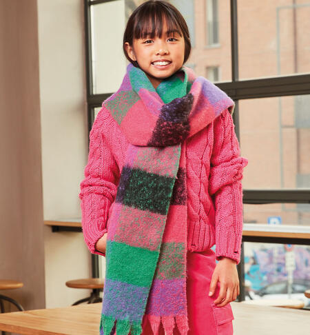 Girls' knitted cardigan FUCHSIA