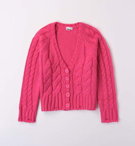 iDO knitted cardigan for girls from 8 to 16 years FUXIA-2443