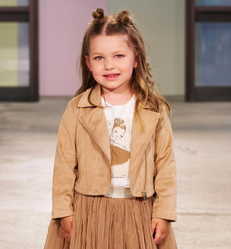 Biker jacket for girls BROWN