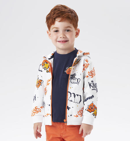 Colourful hooded sweatshirt for boys WHITE