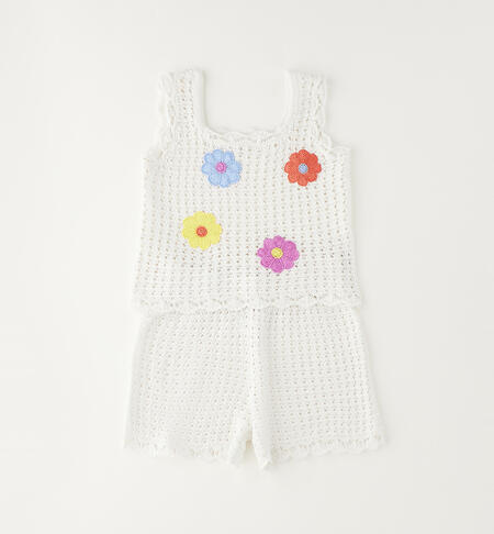 100% cotton girls' outfit BIANCO-0113