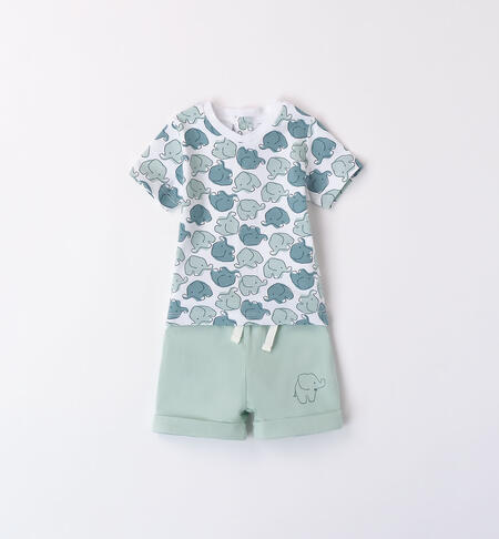 Boys' summer outfit BIANCO-VERDE-6051