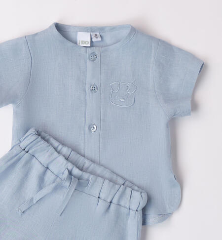 Baby boy outfit in linen L.BLUE-3964