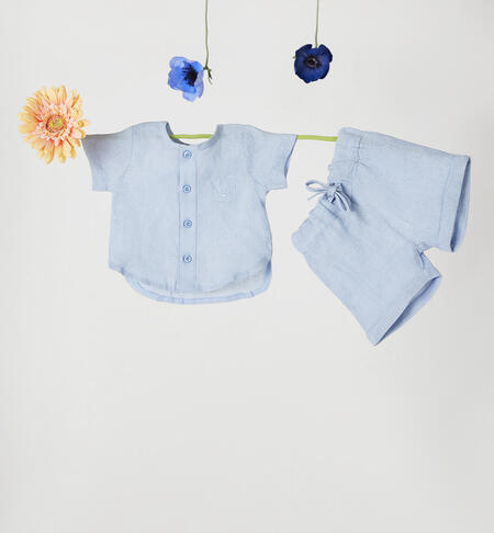 Baby boy outfit in linen LIGHT BLUE