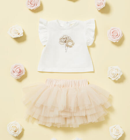 Baby girl outfit with skirt CREAM