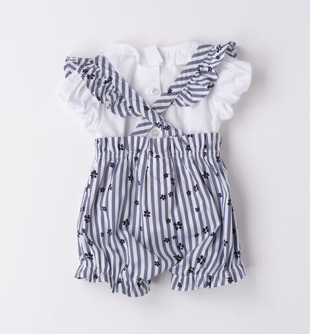 iDO baby girl outfit with dungarees from 1 to 24 months NAVY-3554