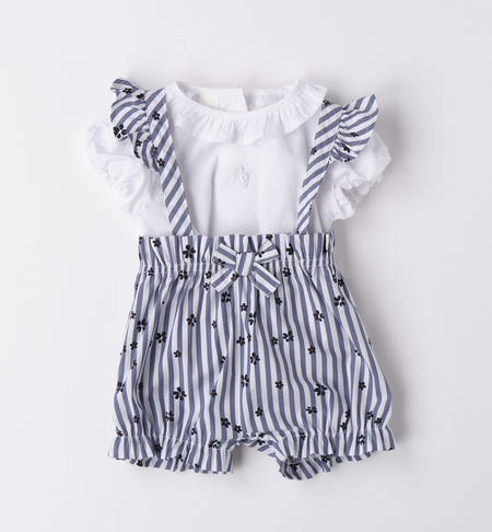 iDO baby girl outfit with dungarees from 1 to 24 months NAVY-3554