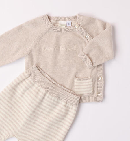 Completino neonato in tricot BEIGE MELANGE-8832