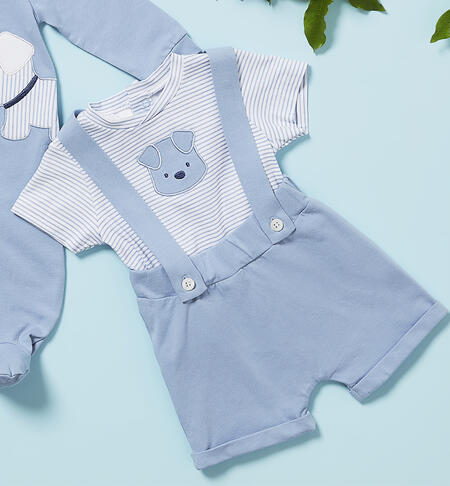 Baby boy outfit with dungarees LIGHT BLUE