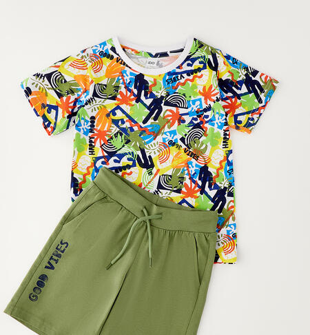 100% cotton boys' outfit BIANCO-VERDE-6BWG