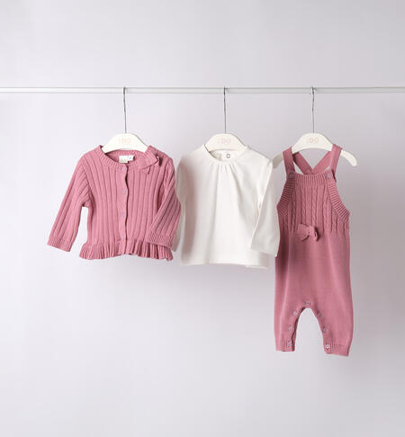 Completo 3 pezzi da neonata ROSA