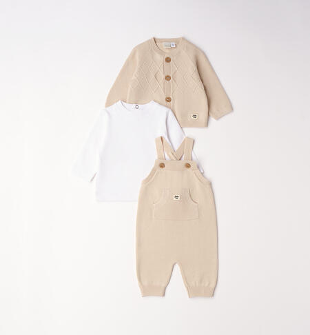Completo 3 pezzi neonato iDO BEIGE-0172