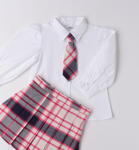 Completo bambina con cravatta BIANCO-0113