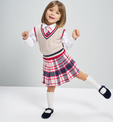 Completo bambina con cravatta BIANCO