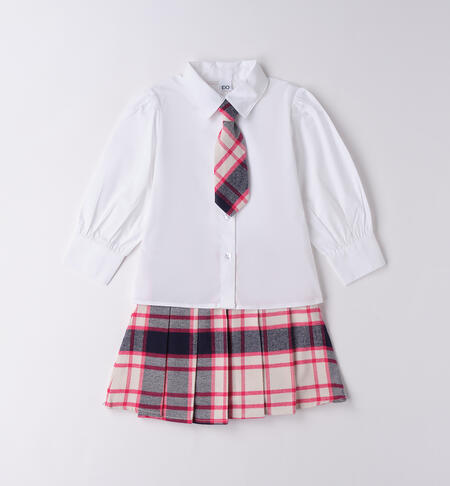 Completo bambina con cravatta BIANCO-0113