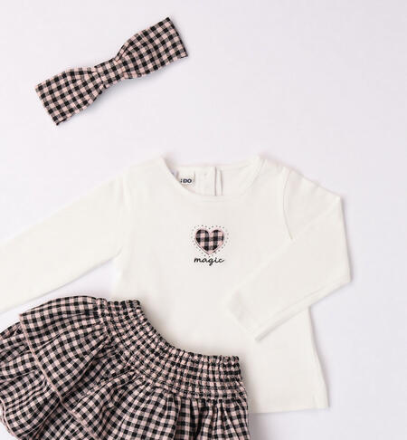 iDO outfit with a checked skirt for girls from 9 months to 8 years PANNA-0112