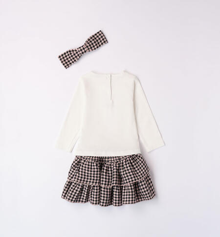 iDO outfit with a checked skirt for girls from 9 months to 8 years PANNA-0112